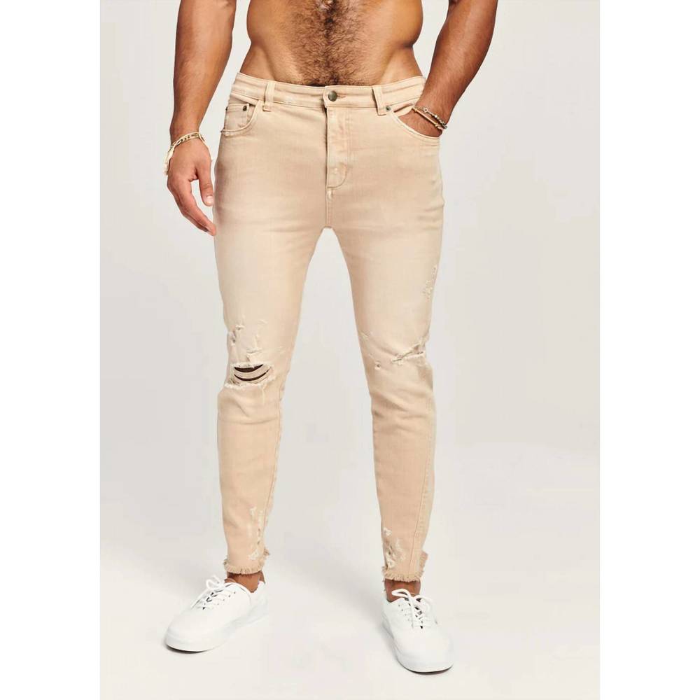 NEW SER.O.YA diego tapered cropped jeans in sand dune